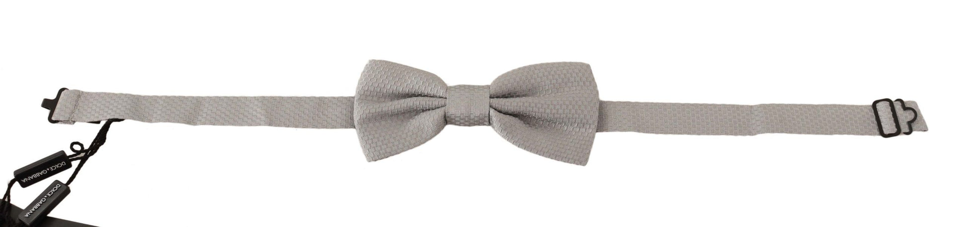 Silbergraue Papillon-Fliege aus 100 % Seide mit verstellbarem Hals