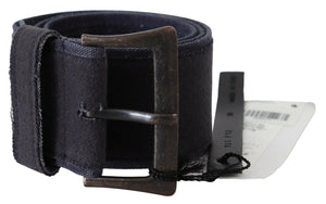 Schwarzer, marineblauer, breiter Gürtel mit quadratischer, rustikaler Schnalle