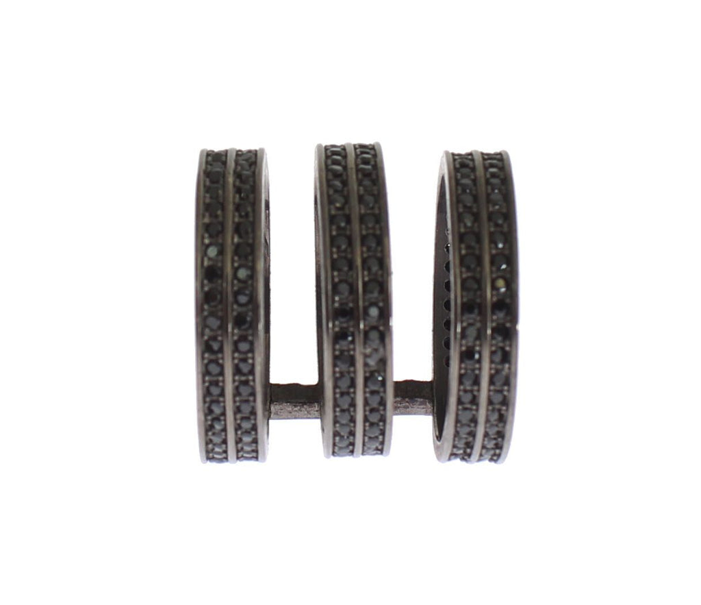 Schwarzer Zirkonia-Rhodinierter 925er Silberring