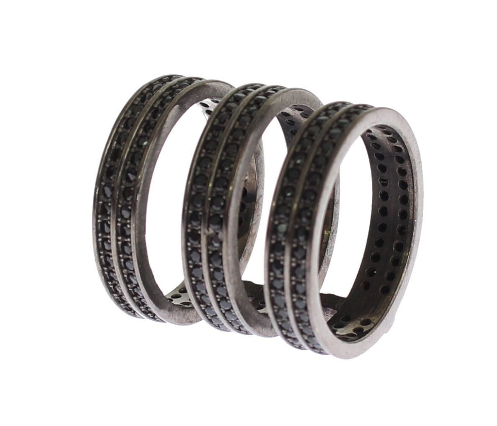 Schwarzer Zirkonia-Rhodinierter 925er Silberring
