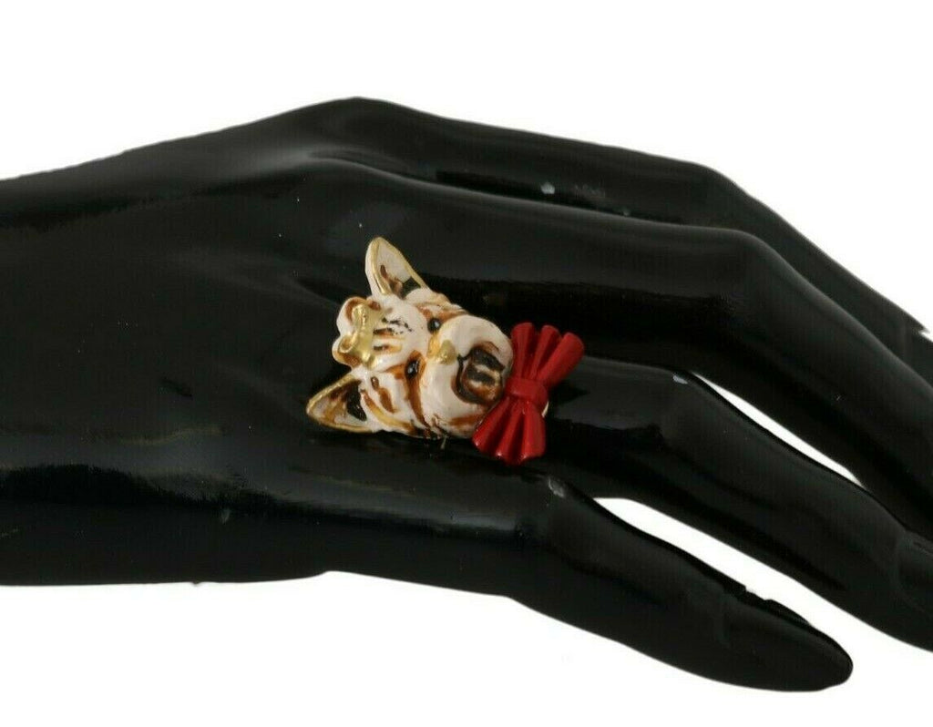 Gold Messing Harz Beige Hund Haustier Marke Accessoire Ring