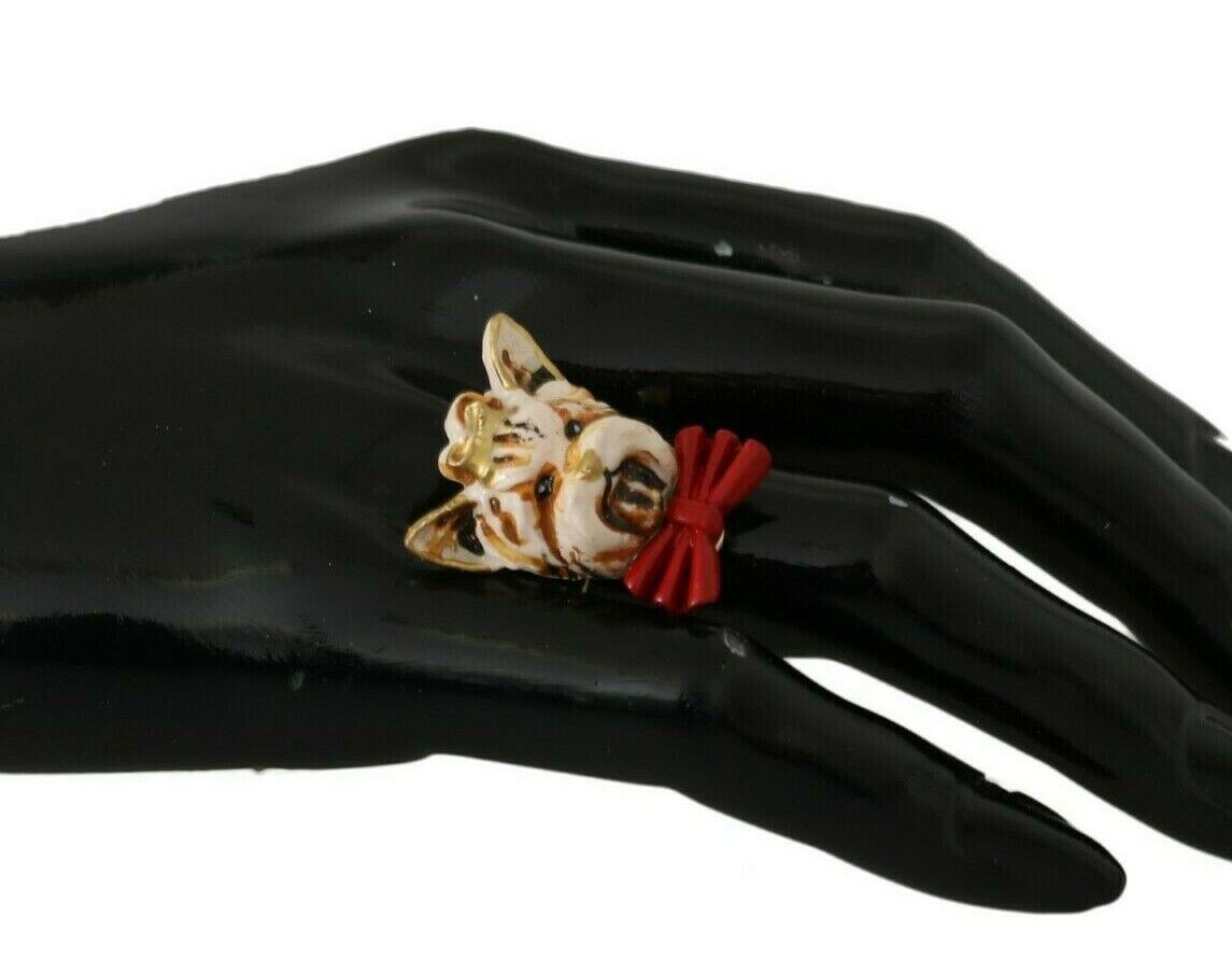Gold Messing Harz Beige Hund Haustier Marke Accessoire Ring