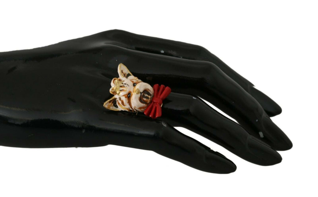 Gold Messing Harz Beige Hund Haustier Marke Accessoire Ring