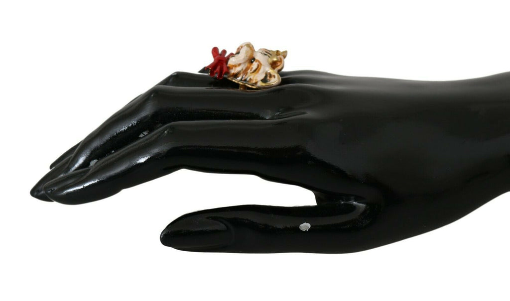 Gold Messing Harz Beige Hund Haustier Marke Accessoire Ring