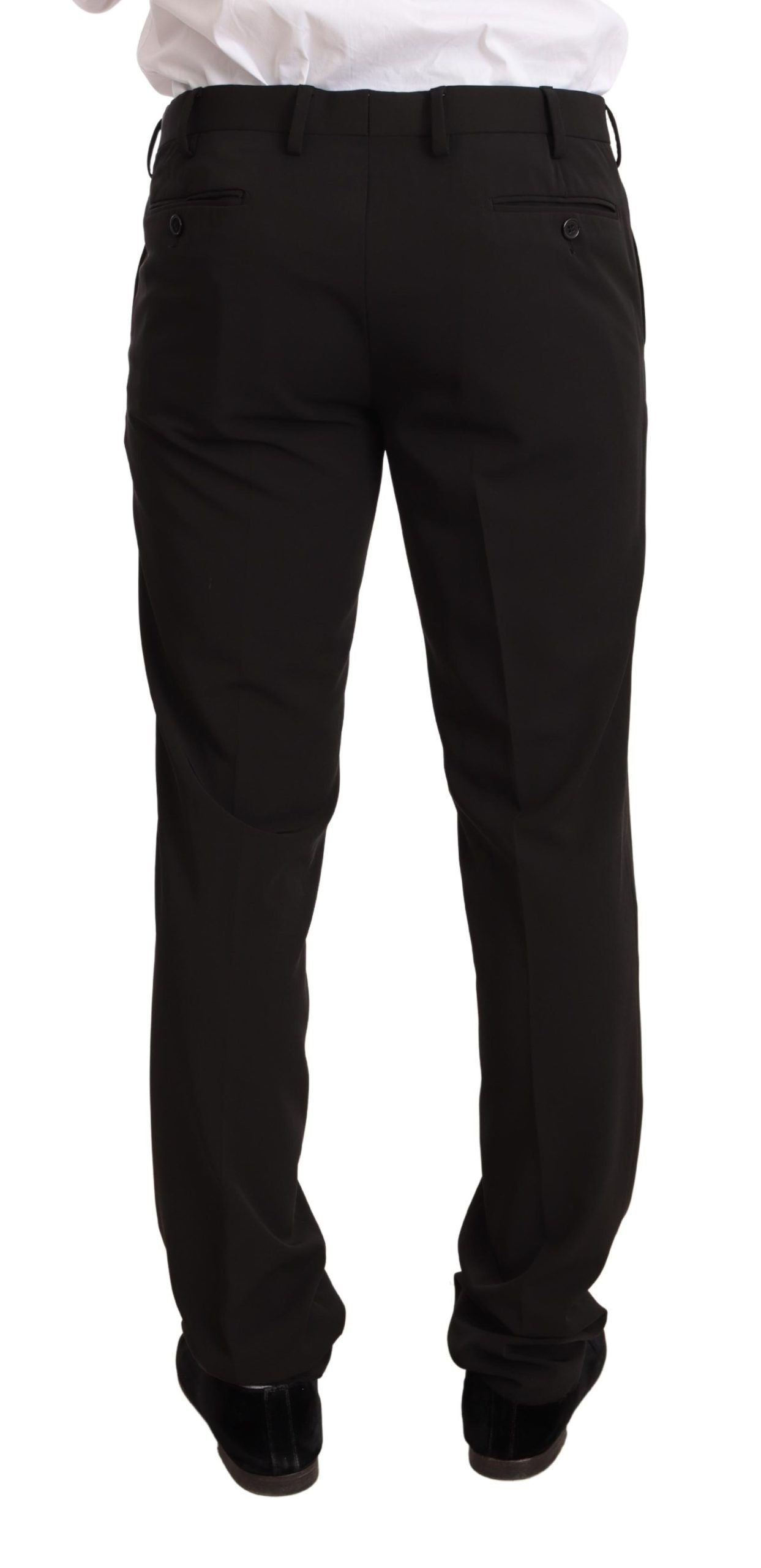 Schwarzer, schmaler 2-teiliger TAGLIENTE-Anzug aus Polyester
