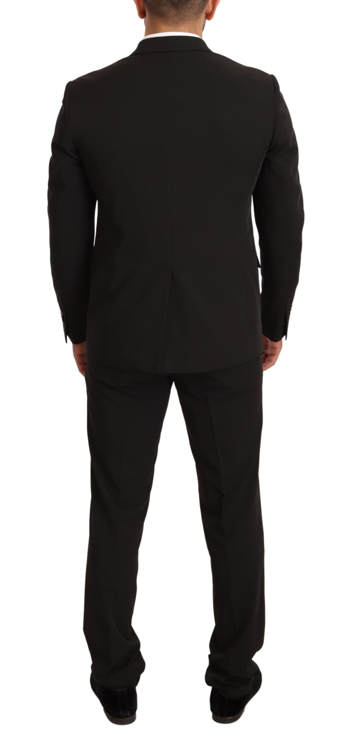 Schwarzer, schmaler 2-teiliger TAGLIENTE-Anzug aus Polyester