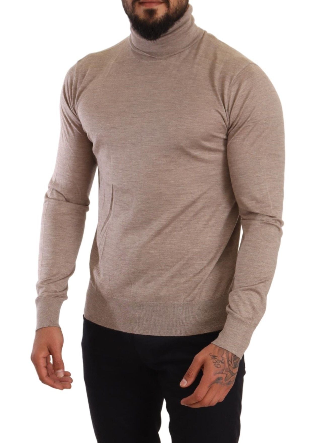Beigefarbener Rollkragenpullover aus Kaschmir