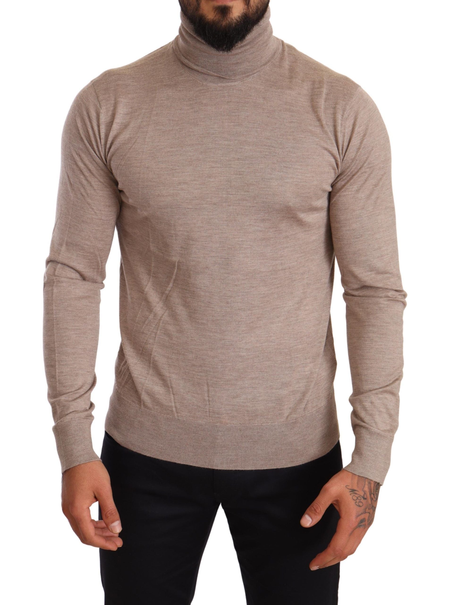 Beigefarbener Rollkragenpullover aus Kaschmir