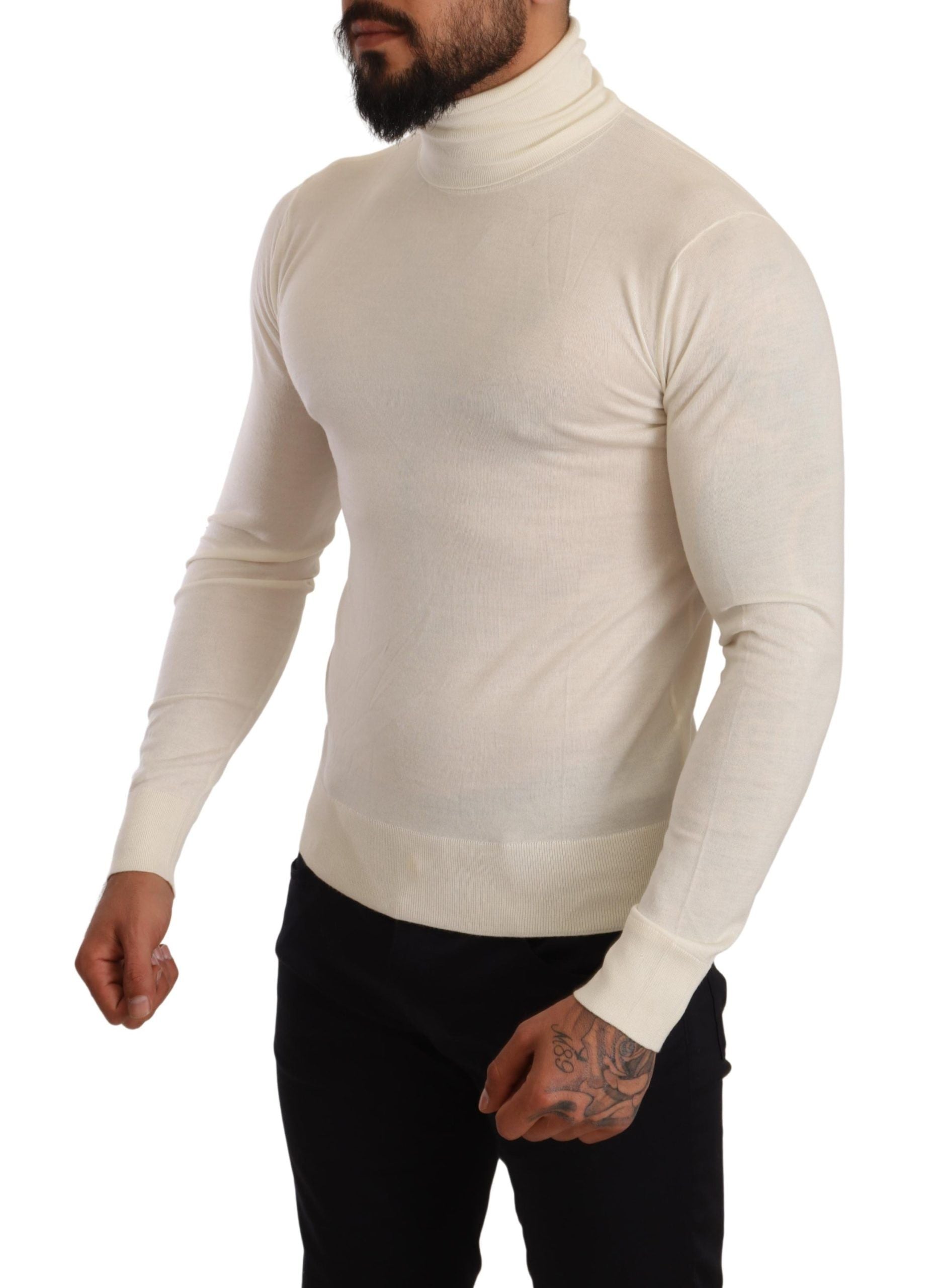 Cremefarbener Rollkragenpullover aus Kaschmir