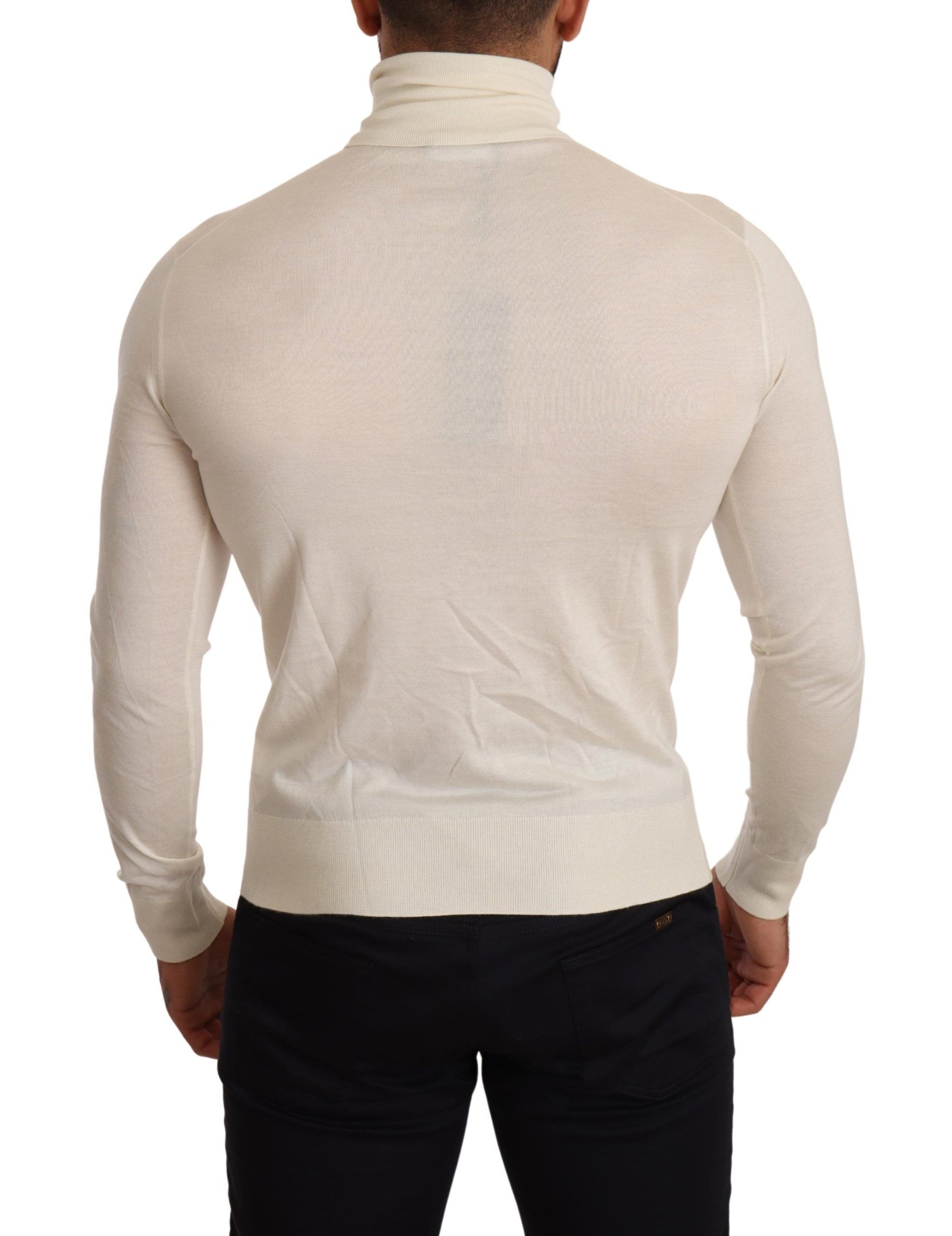 Cremefarbener Rollkragenpullover aus Kaschmir
