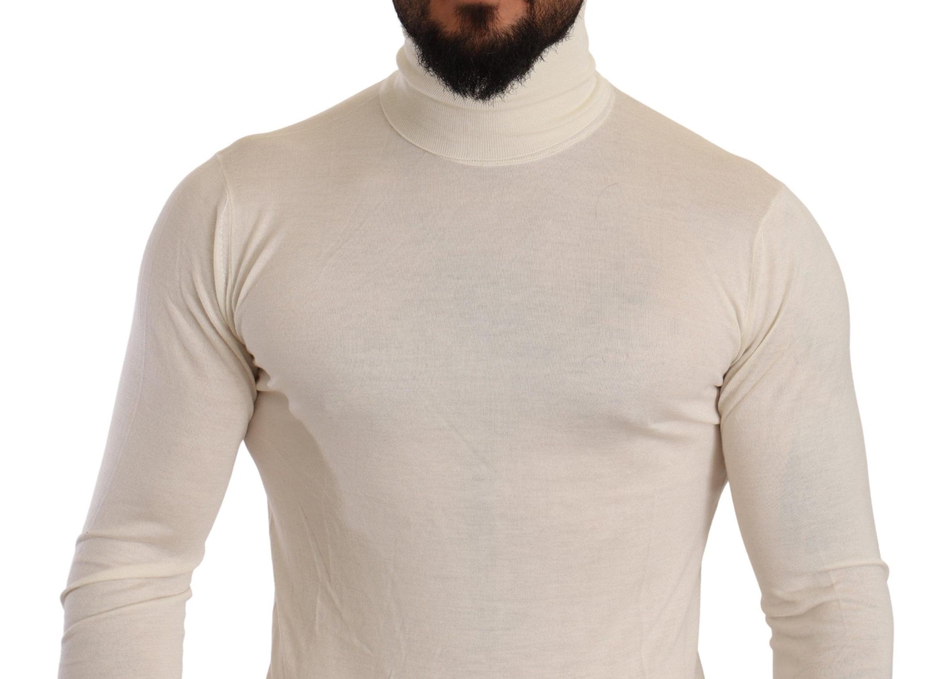 Cremefarbener Rollkragenpullover aus Kaschmir