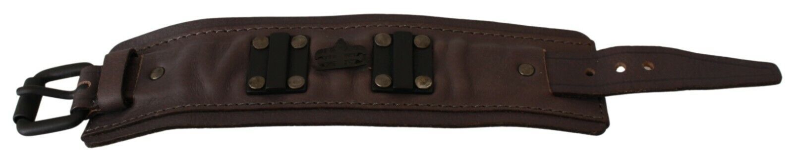 Braunes Markenarmband aus Leder mit breiter Schnalle