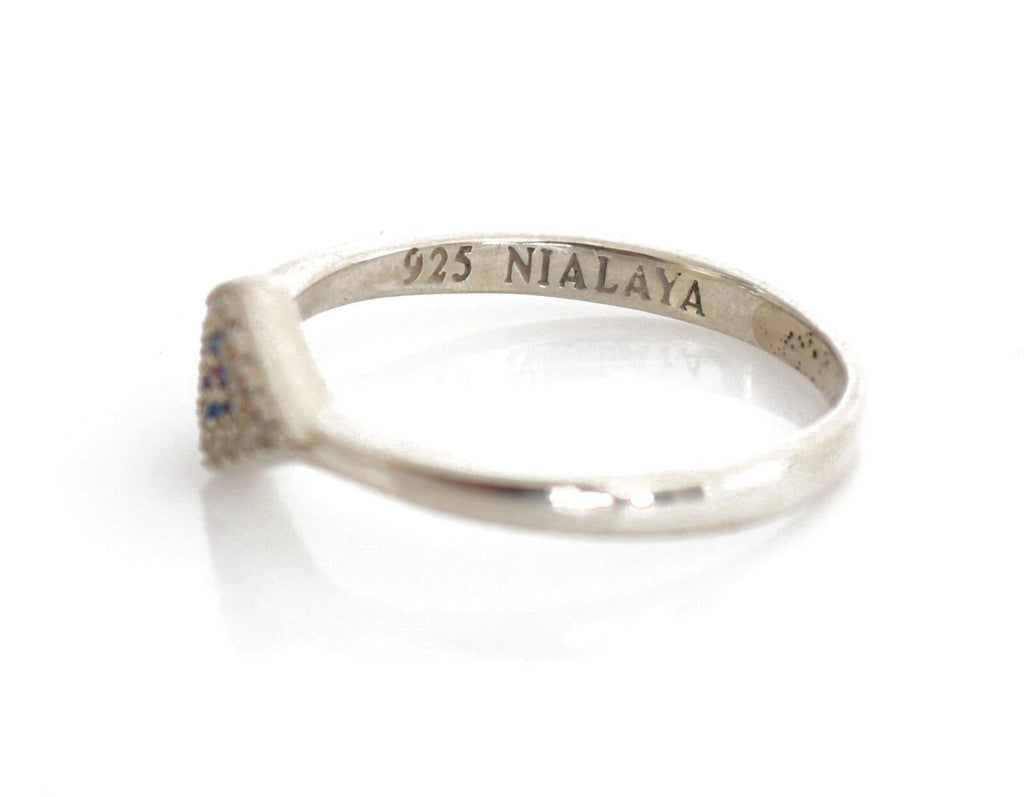 Blau Rot CZ 925 Silber Damen Klar Ring