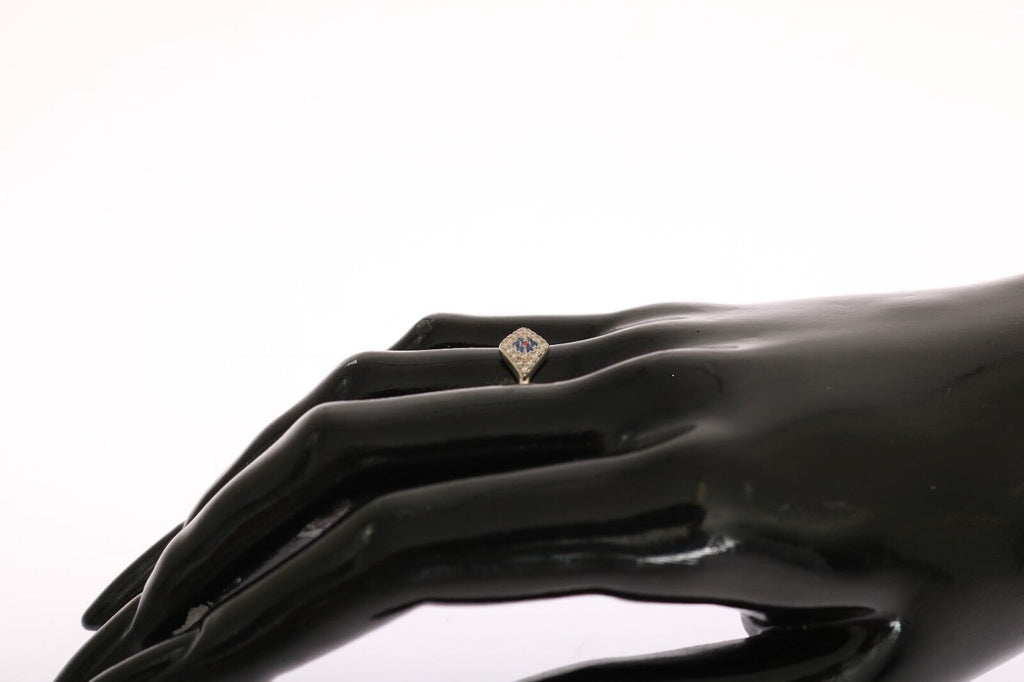 Blau Rot CZ 925 Silber Damen Klar Ring