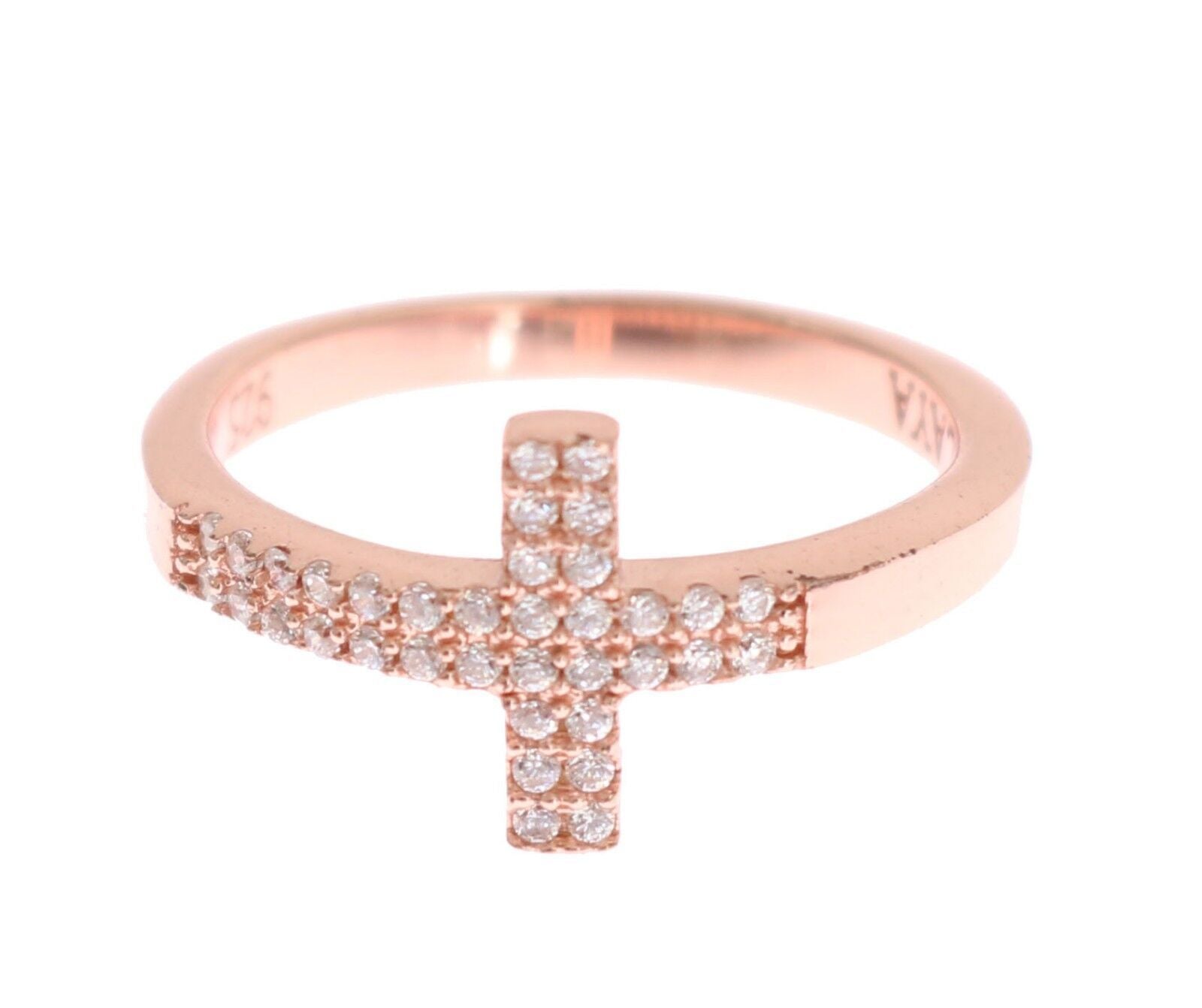 Damenring mit Kreuz und Zirkonia in Rotgold 925 Silber