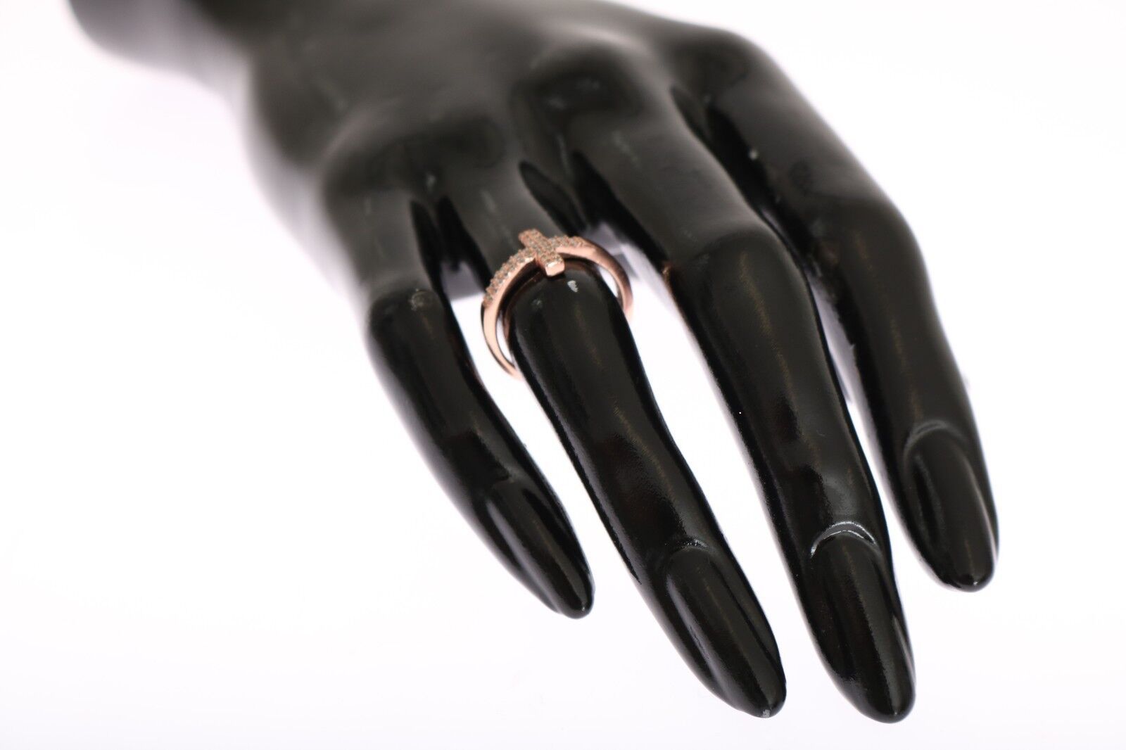 Damenring mit Kreuz und Zirkonia in Rotgold 925 Silber
