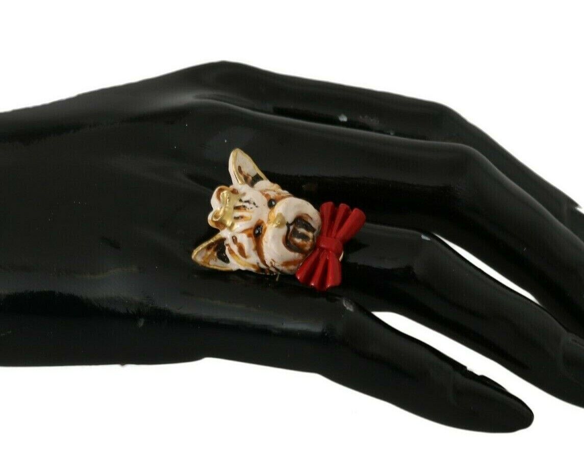 Beigefarbener Hunde-Marken-Accessoire, goldfarbener Messing-Harzring