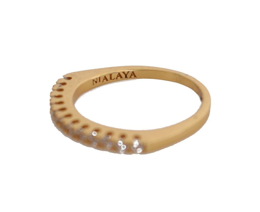 Gold Authentic Damen Klar CZ Gold 925 Silber Ring