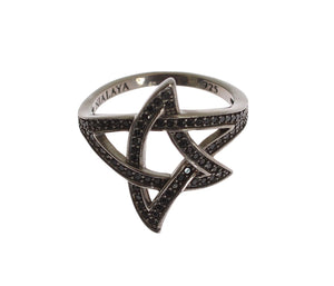 Damenring aus rhodiniertem 925er Silber mit schwarzen Zirkoniasteinen