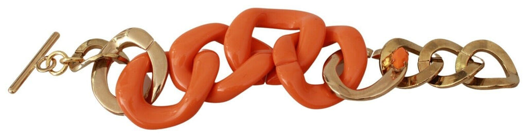Gold-Orange-Kette Breites Messing-Kunststoff-Armband