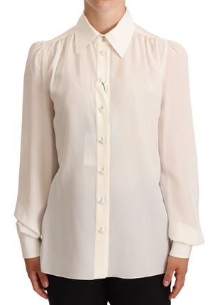 Weiße Langarm-Poloshirt-Oberbluse