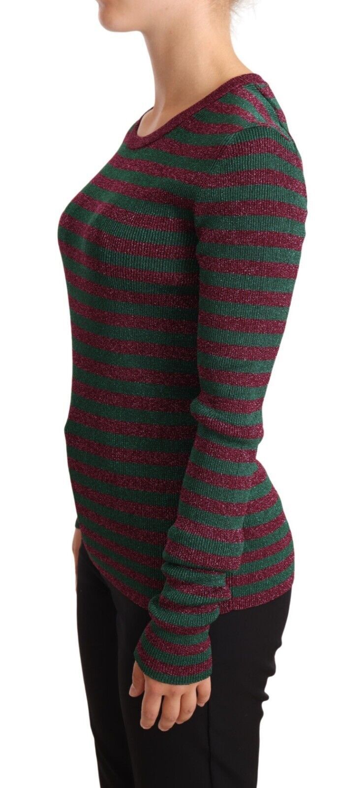 Mehrfarbig gestreifter Pullover mit Rundhalsausschnitt