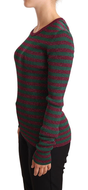 Mehrfarbig gestreifter Pullover mit Rundhalsausschnitt