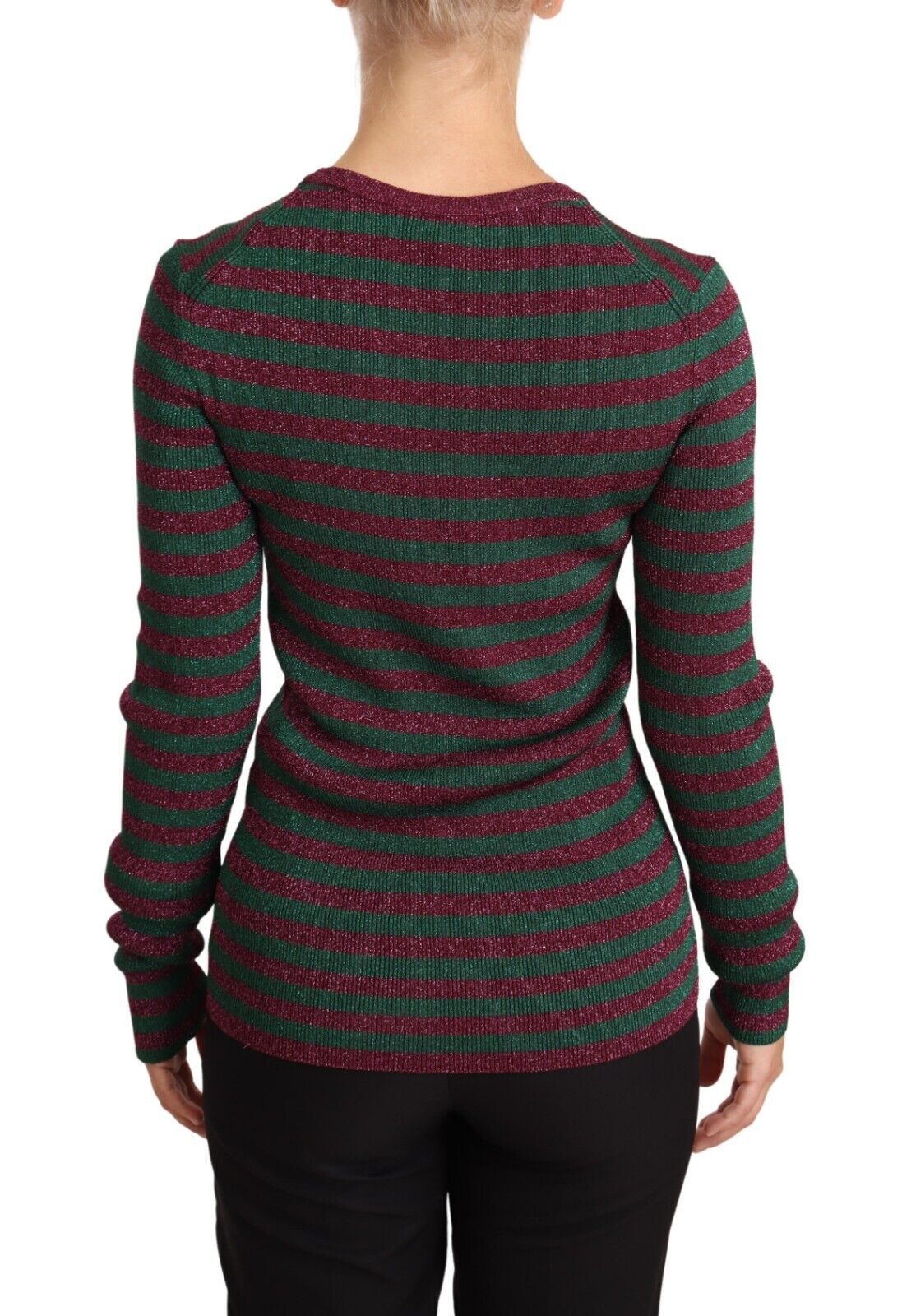 Mehrfarbig gestreifter Pullover mit Rundhalsausschnitt