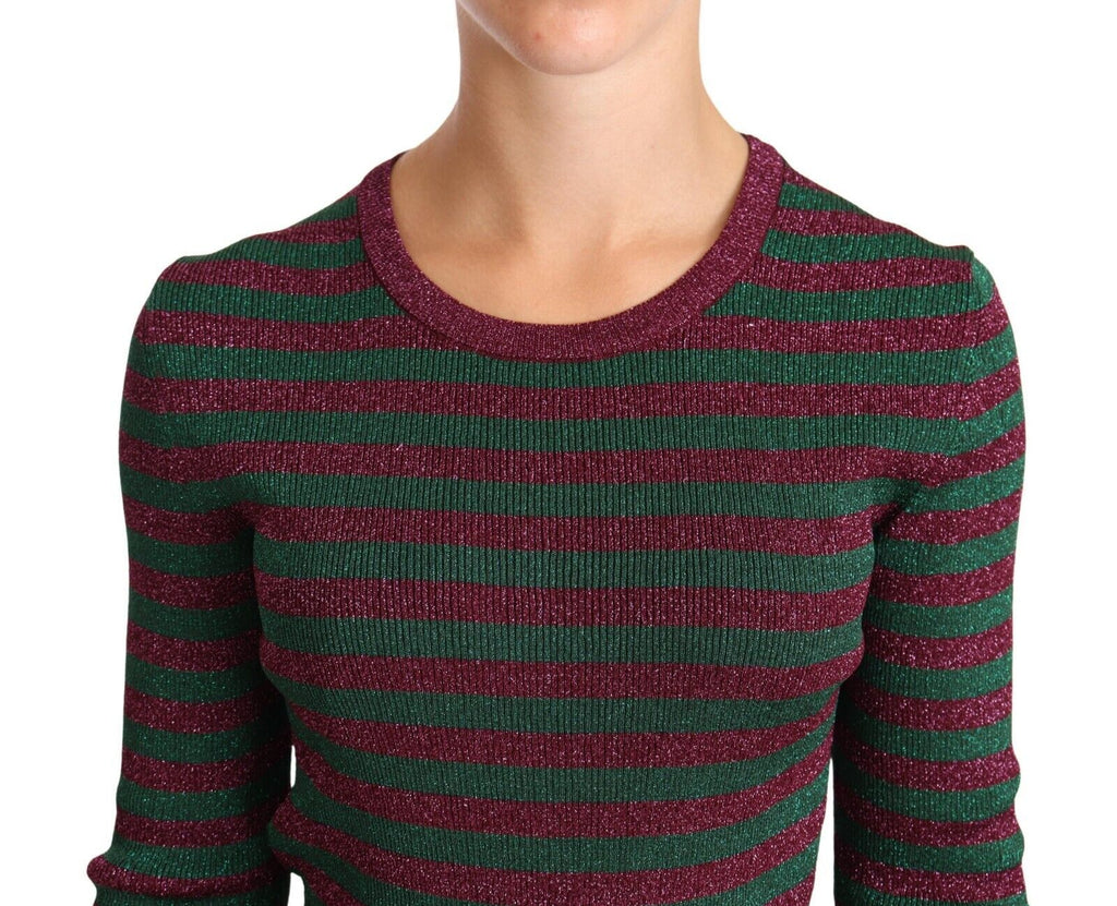 Mehrfarbig gestreifter Pullover mit Rundhalsausschnitt