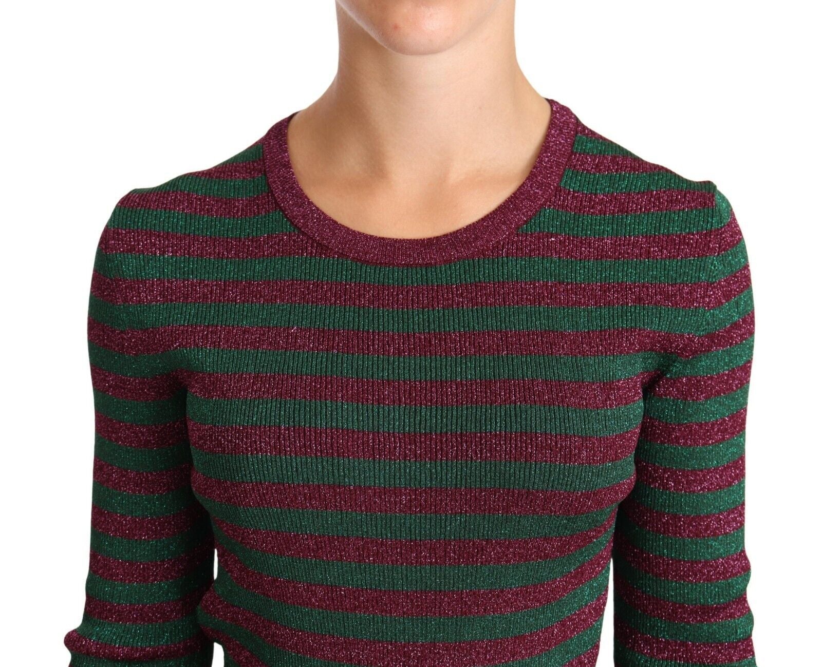 Mehrfarbig gestreifter Pullover mit Rundhalsausschnitt
