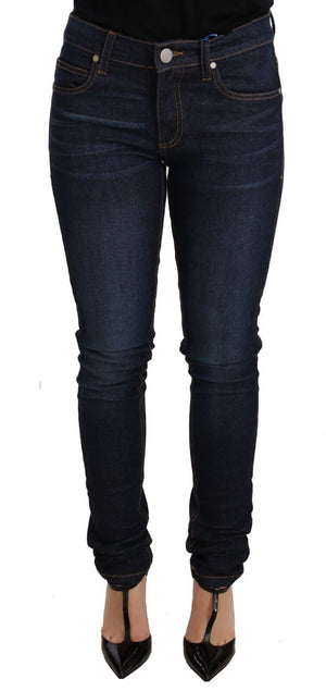 Dunkelblaue Skinny-Jeans aus Baumwolle mit niedriger Taille