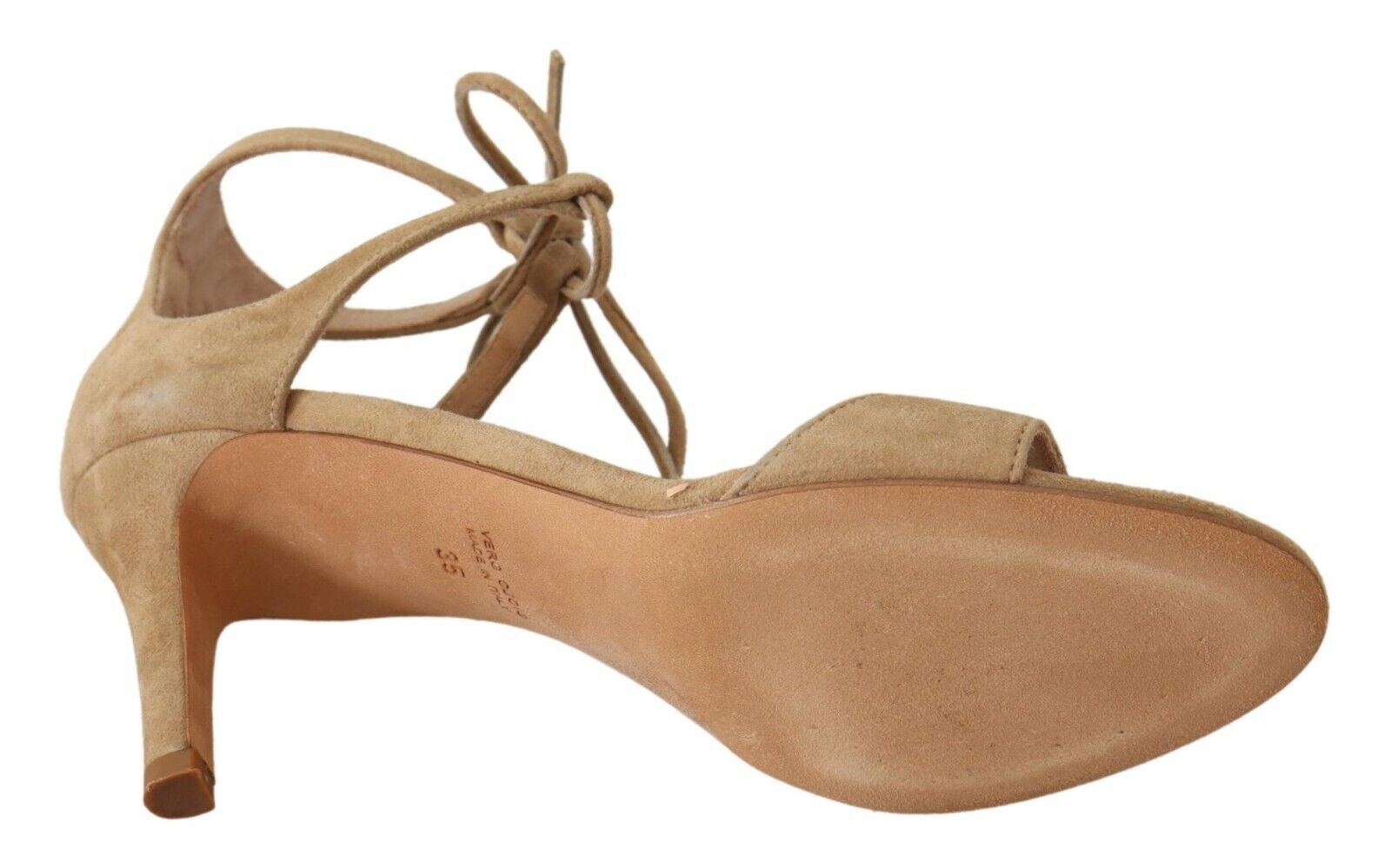 Beige Wildleder-Pumps mit Knöchelriemen