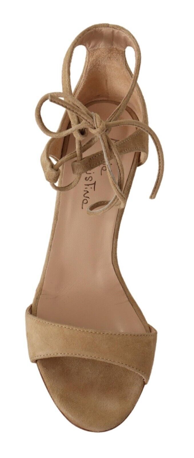Beige Wildleder-Pumps mit Knöchelriemen