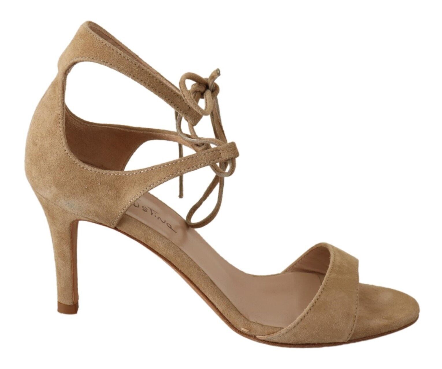 Beige Wildleder-Pumps mit Knöchelriemen