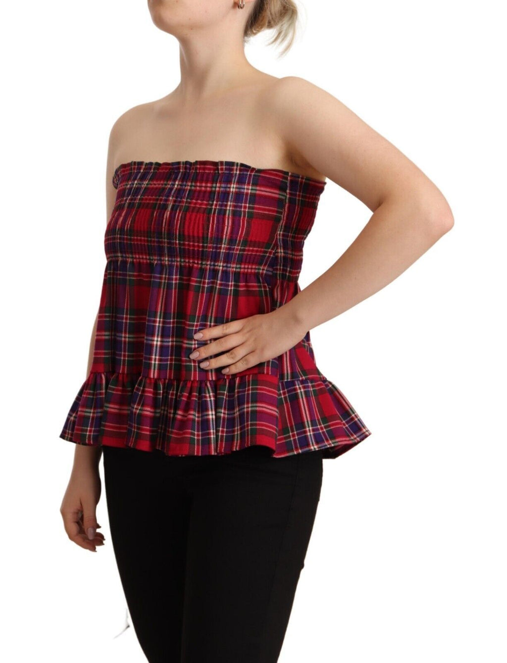 Ärmelloses Tanktop mit mehrfarbigem Karomuster