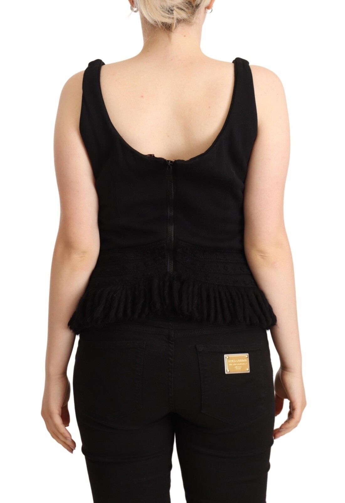 Schwarzes ärmelloses Tanktop aus Baumwolle