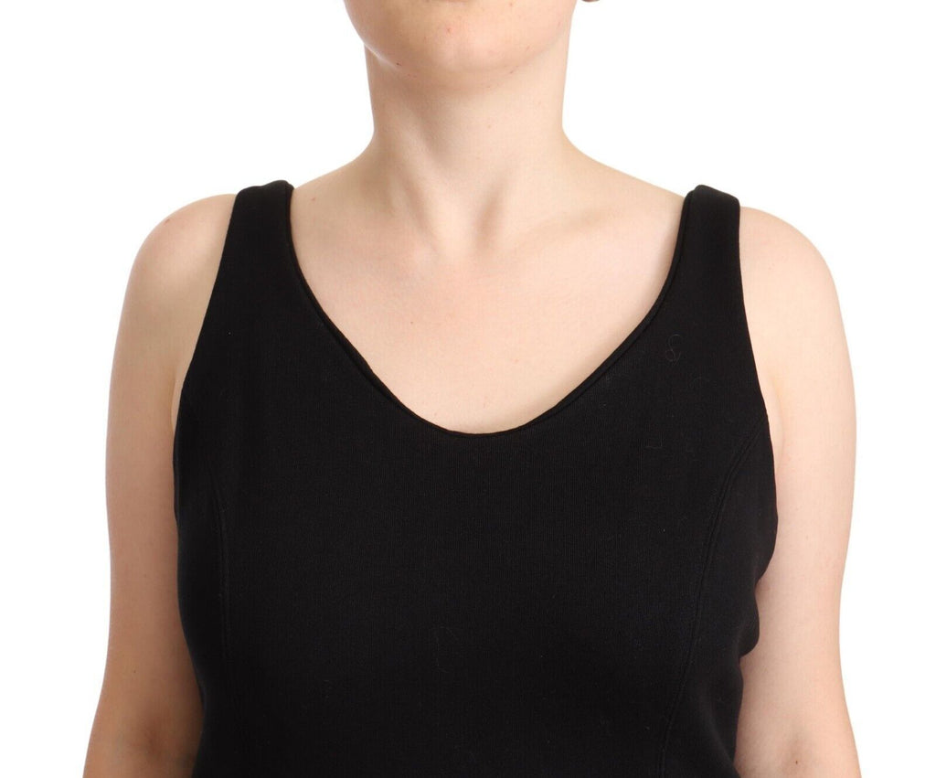 Schwarzes ärmelloses Tanktop aus Baumwolle