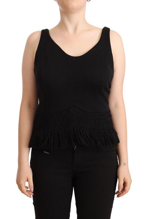 Schwarzes ärmelloses Tanktop aus Baumwolle