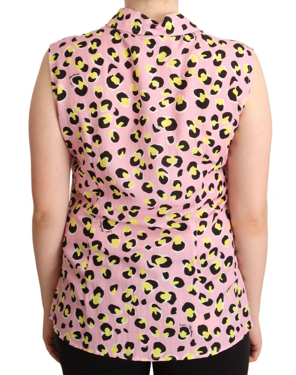 Ärmelloses Poloshirt mit Kragen und Leopardenmuster in Rosa