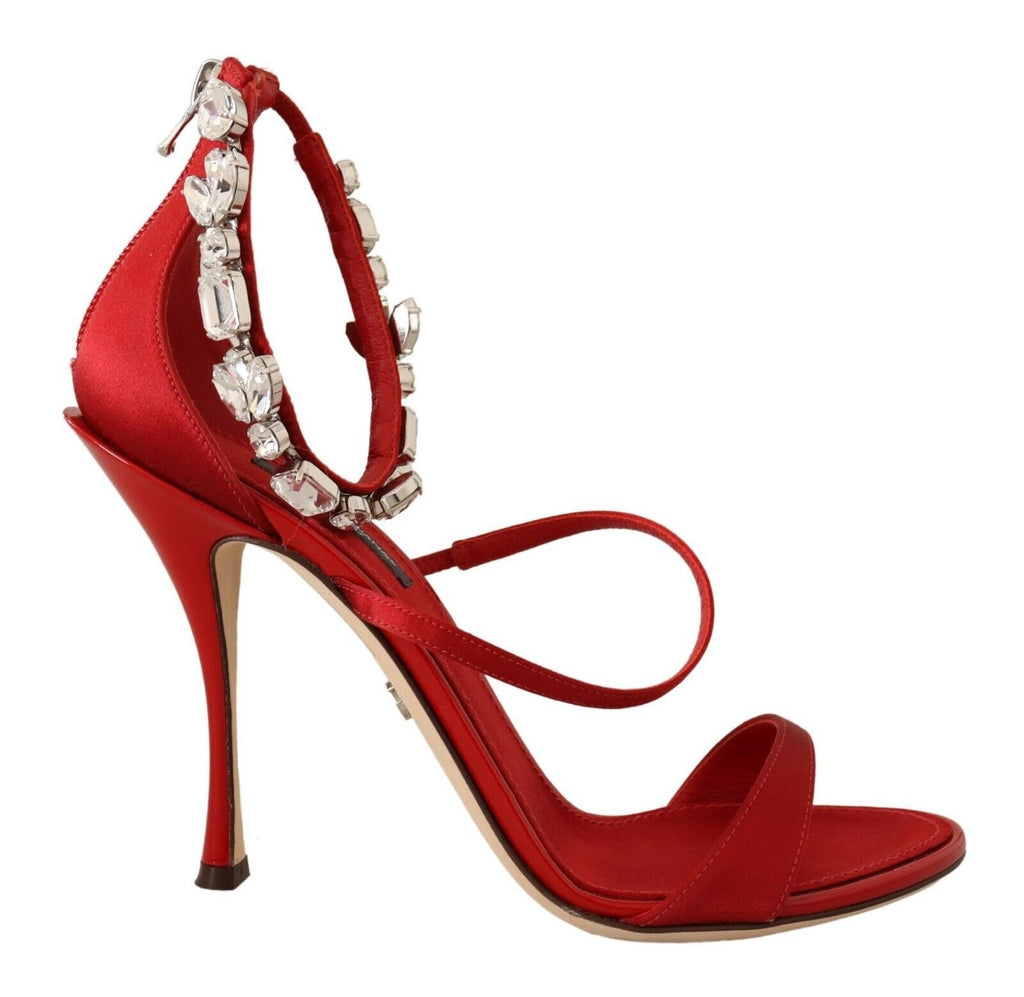 Rote Satin Kristalle Sandalen Keira Heels Schuhe