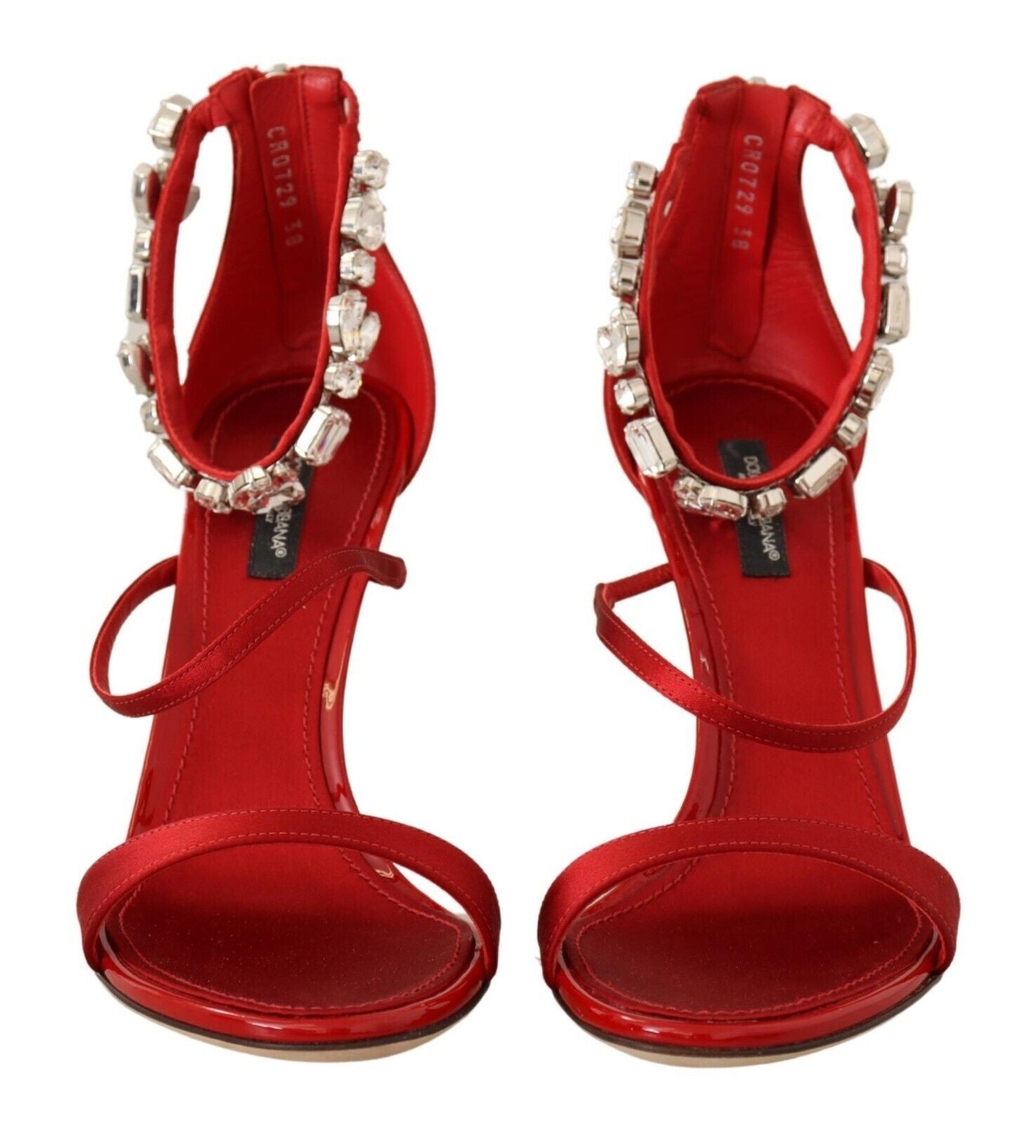Rote Satin Kristalle Sandalen Keira Heels Schuhe