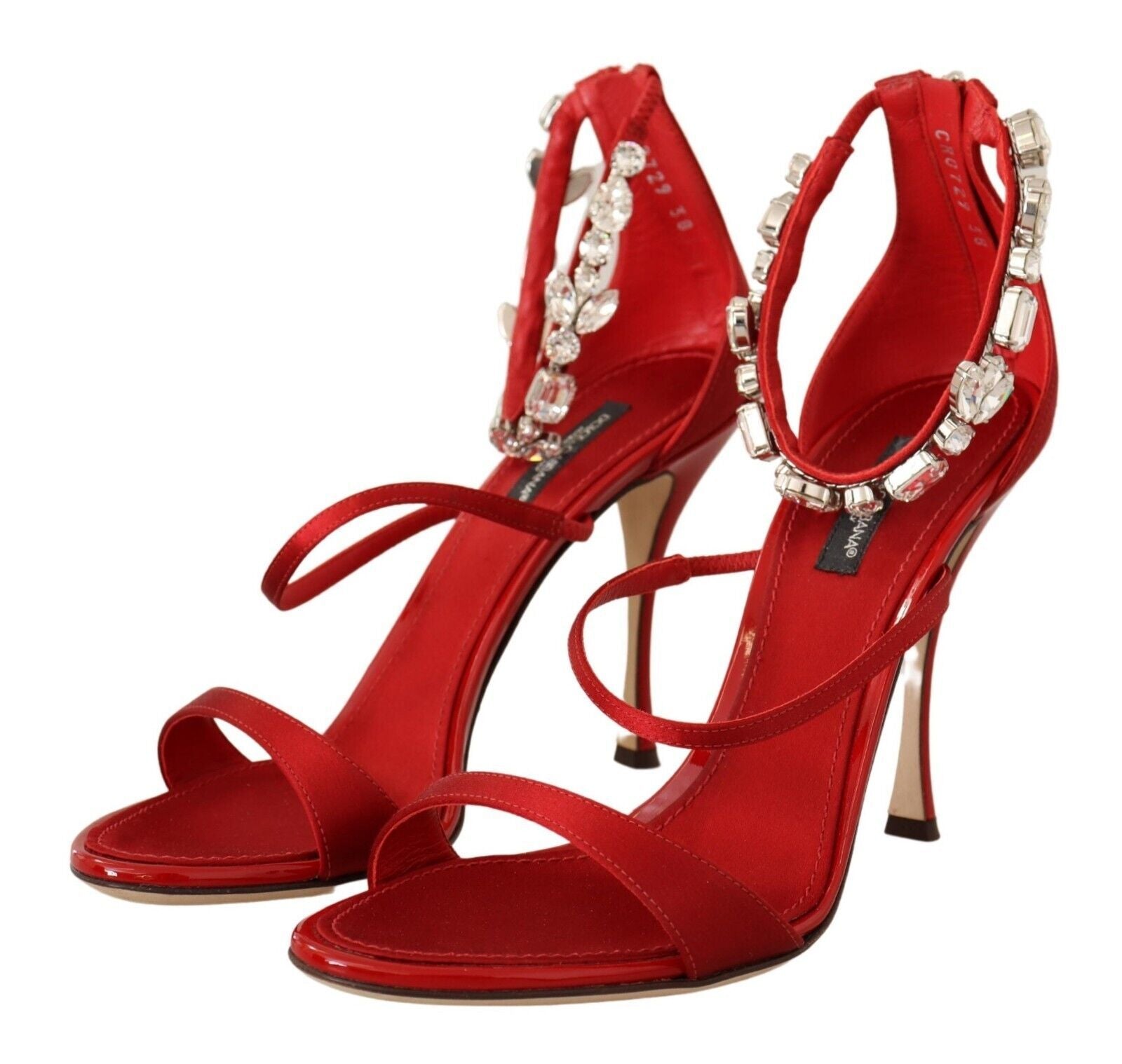 Rote Satin Kristalle Sandalen Keira Heels Schuhe