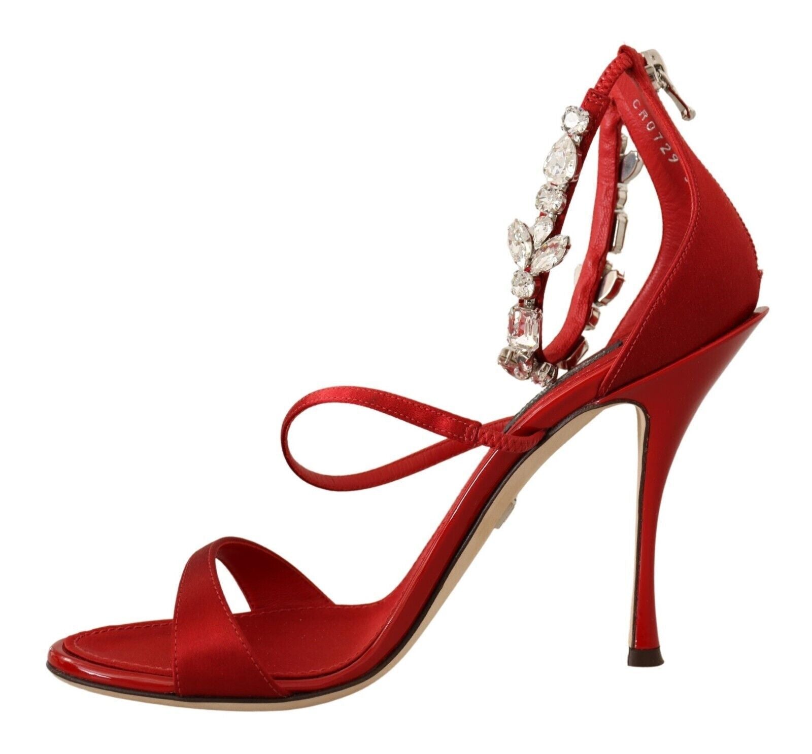 Rote Satin Kristalle Sandalen Keira Heels Schuhe