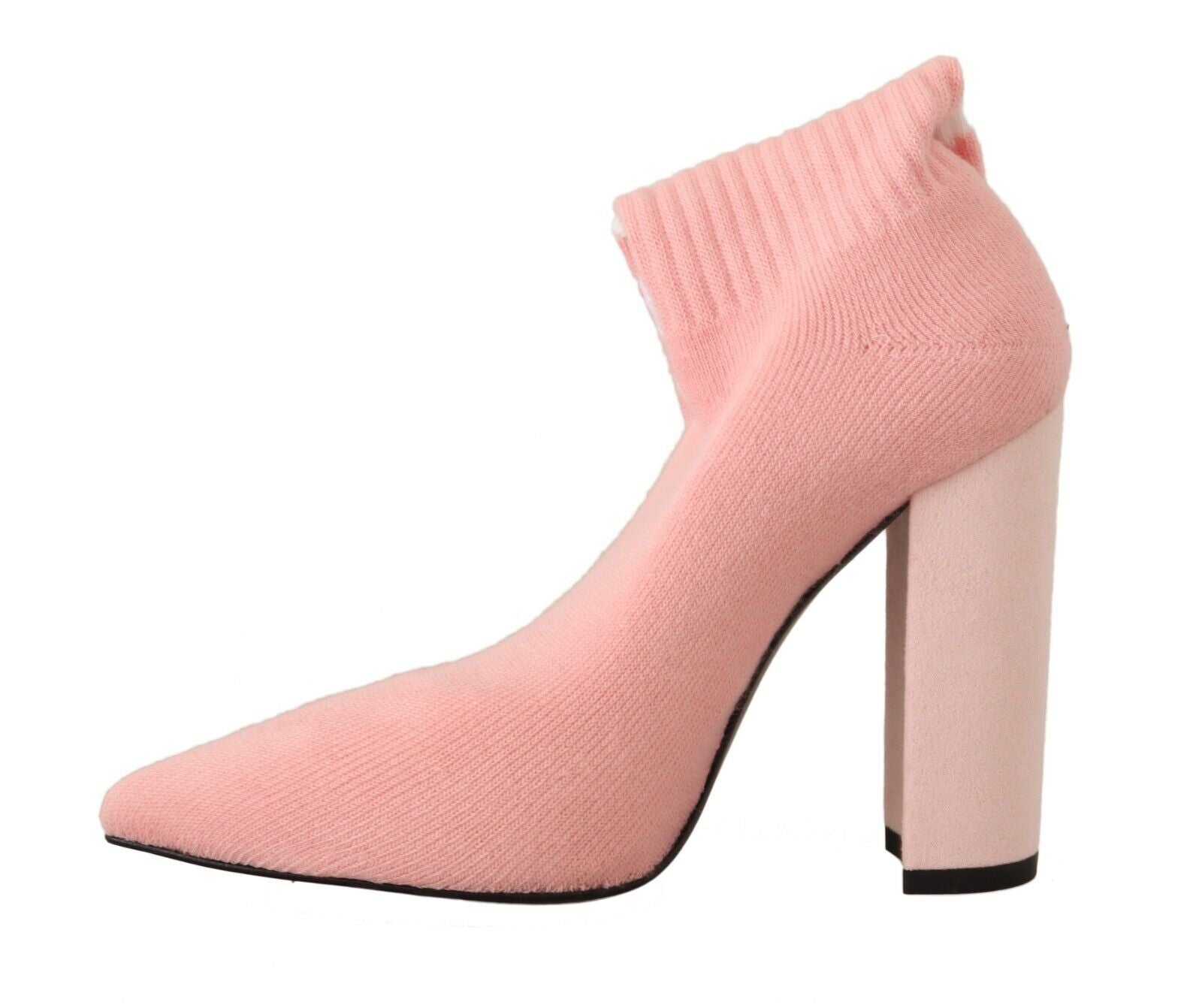 Rosa Wildleder Logo Socken Blockabsatz Stiefeletten Schuhe