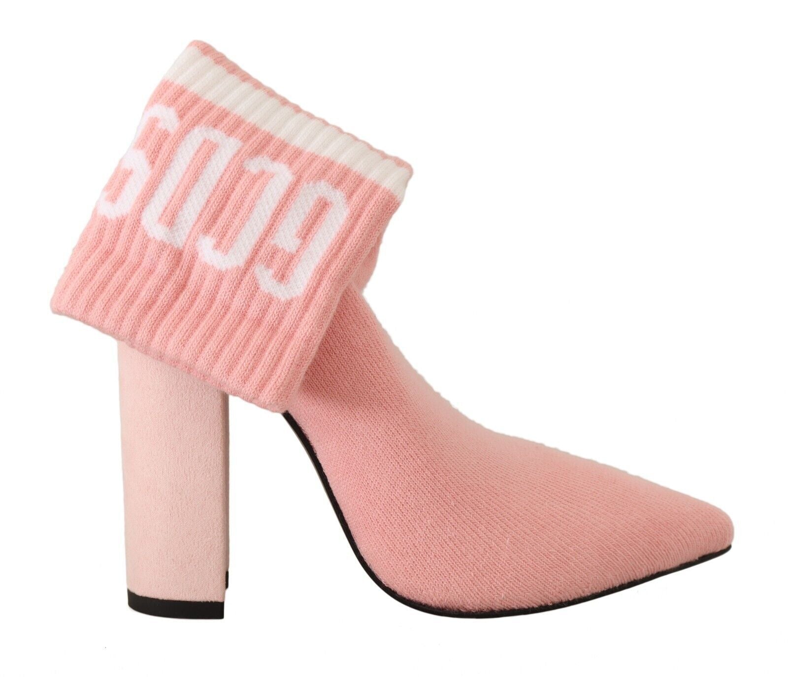 Rosa Wildleder Logo Socken Blockabsatz Stiefeletten Schuhe