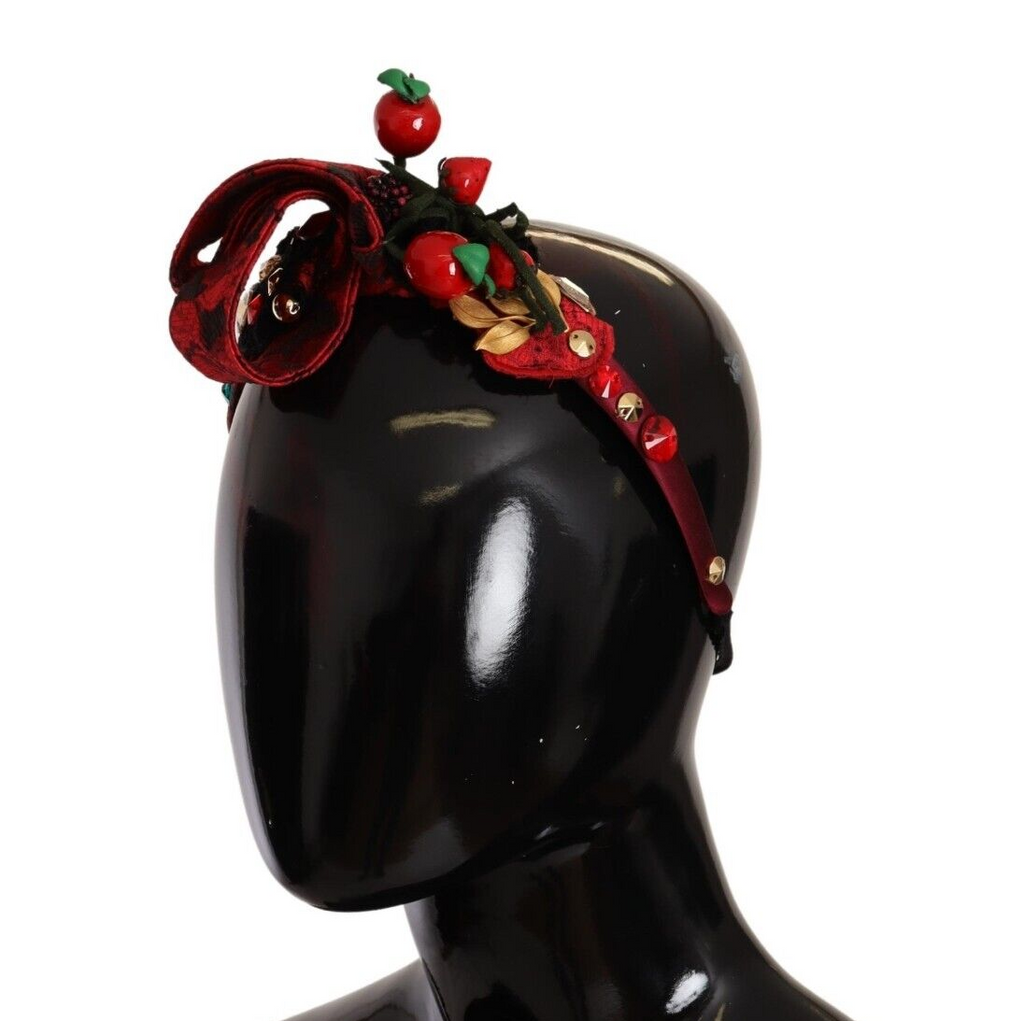 Rote Tiara Beere Obst Kristall Schleife Haar Diadem Stirnband