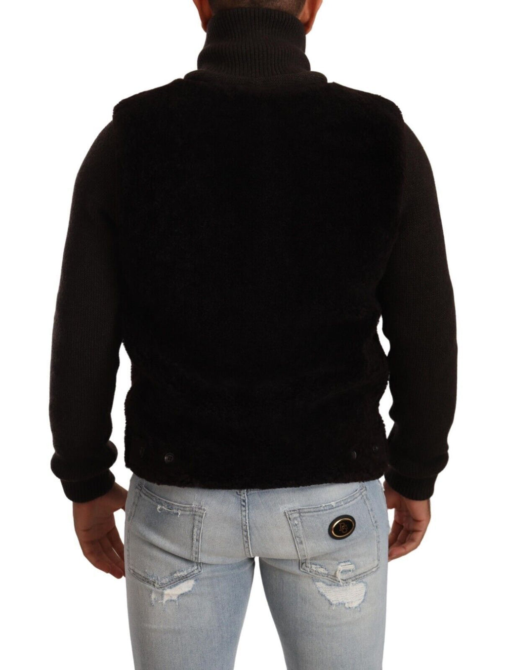 Schwarze Herren-Rollkragenjacke aus Leder