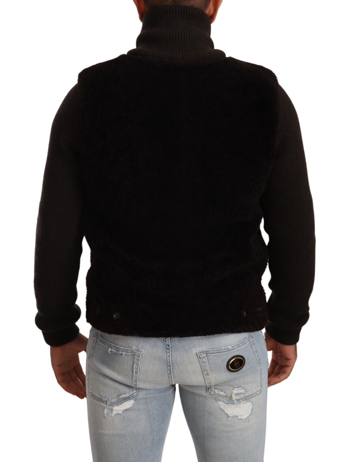 Schwarze Herren-Rollkragenjacke aus Leder