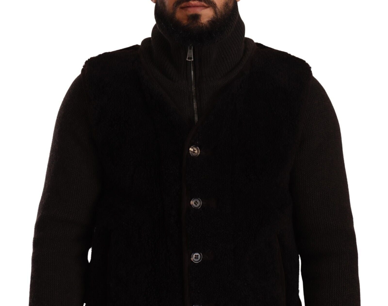 Schwarze Herren-Rollkragenjacke aus Leder
