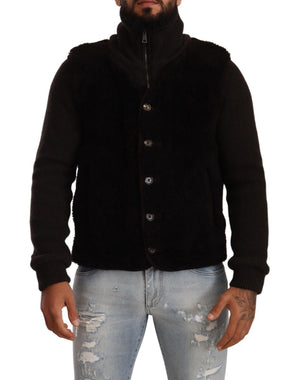 Schwarze Herren-Rollkragenjacke aus Leder